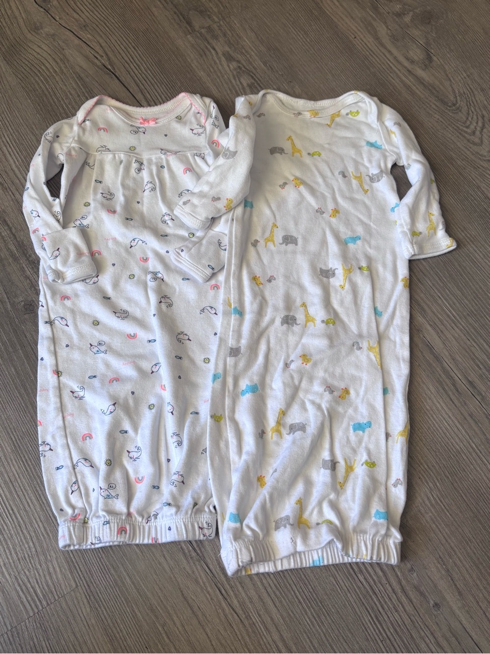 Carters Baby Gown - Animal Print (Yellow, Blue, Pink)
